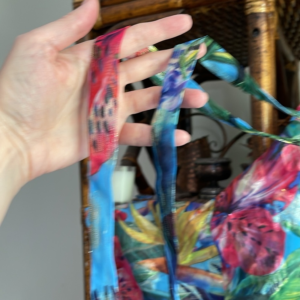 UNFASHIONAL Metallic Colorful Women’s Floral Tropical Kimono Robe Top Sz… - Picture 7 of 9